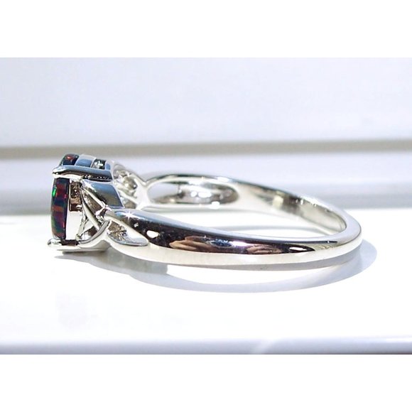 925 STERLING SILVER  Oval Lab Created Black Opal Ring - Picture 11 of 16